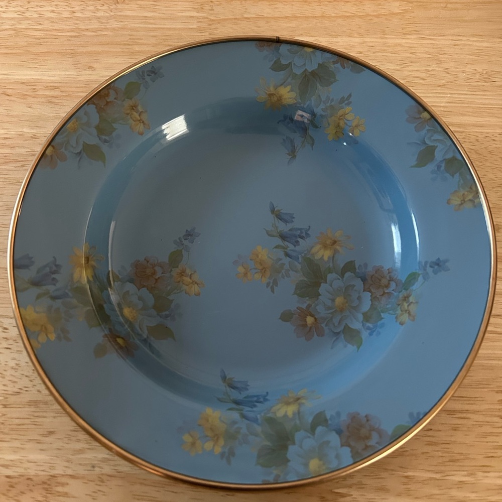 Vintage Victoria and Richard MacKenzie-Childs Blue Floral Camp 9” Bowl